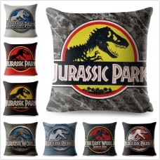 Dinosaurio Jurassic Park Logo impresión almohada caja 45*45 Cojín cuadrado Lino fundas sofá coche decoración del hogar almohada ali-41850796